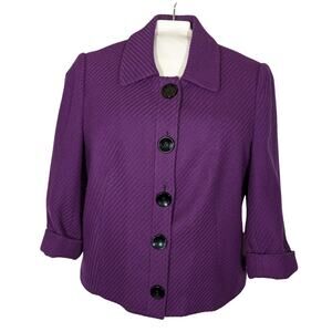 Judith Hart Collection jacket sz 12 purple Bust 40"CB 23"3/4 sleeves19"lined